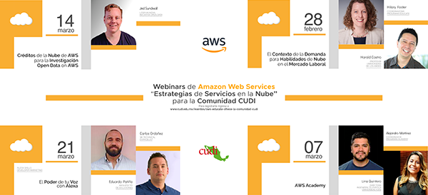 Webinars de Amazon Web Services "Estrategias de Servicios en la Nube", para la comunidad CUDI