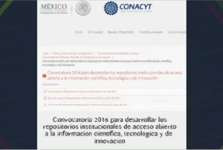  2da. Convocatoria de CONACYT para el desarrollo y consolidación de Repositorios Institucionales
