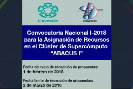 Convocatoria Nacional I-2018 para la Asignación de Recursos en el Clúster de Supercómputo “ABACUS I”