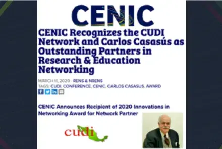 Carlos Casasús ganador del Premio Innovaciones en Redes CENIC 2020 